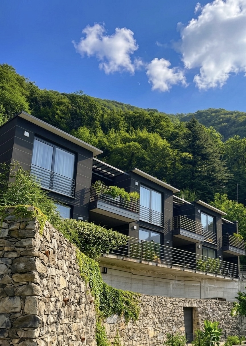Architecture de l'appartement lovée dans un écrin de verdure